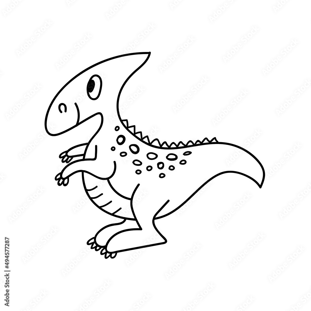 Nice funny doddle dinosaur isolated icon on white background. Vector illustration for coloring book, coloring pages, textile, wallpaper, prints, fabric, clothes for children. Nice funny doddle dinosaur isolated icon on white background. Vector illustration for coloring book, coloring pages, textile, wallpaper, prints, fabric, clothes for children.