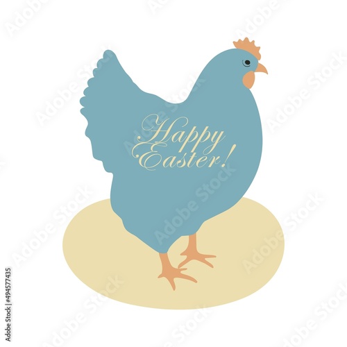 Happy easter pastel blue hen giftcard flat