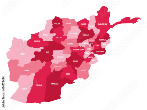 Afghanistan - regional map of provinces photo