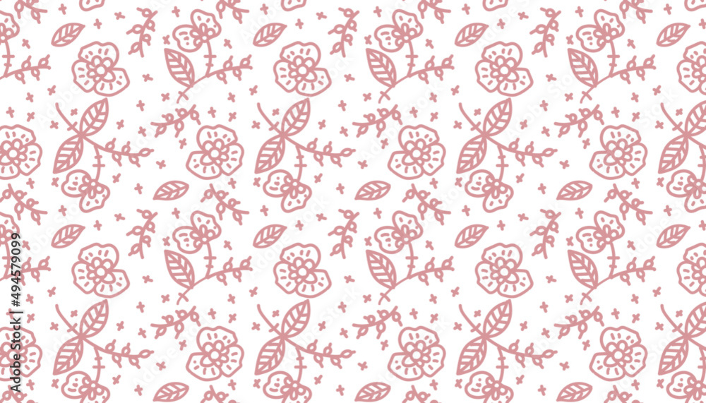 Vector illustration Pattern with pink patterned flowers on a white background Vector illustration Pattern with pink patterned flowers on a white background