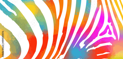 Multi colored Zebra print background. Vector illustration.