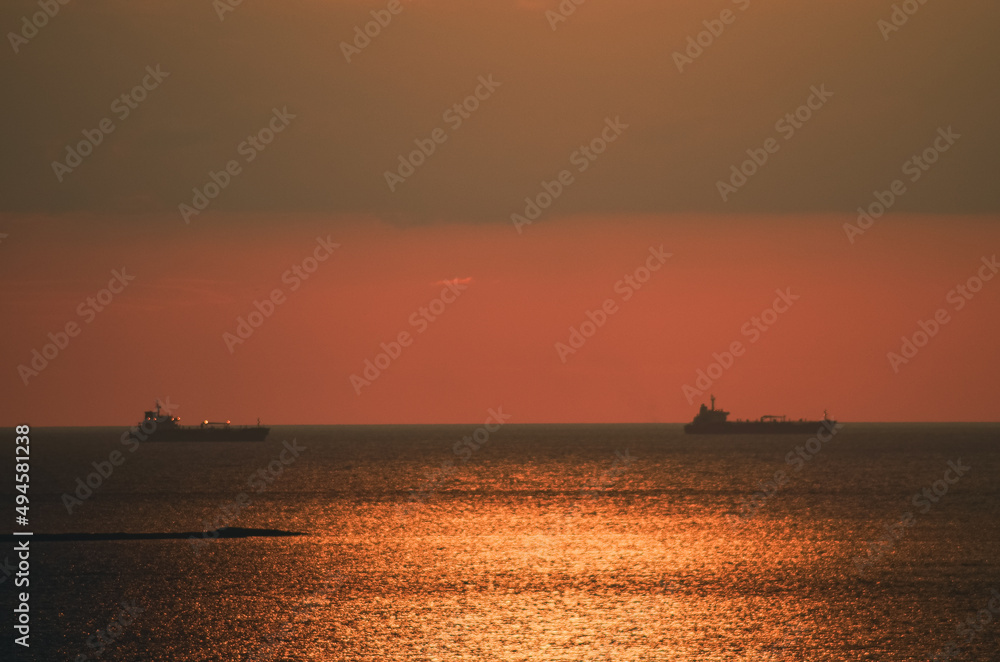 fishing boat at sunset