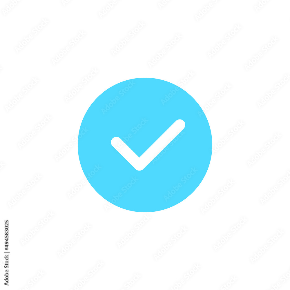 Blue mark representing positive check Blue mark representing positive check
