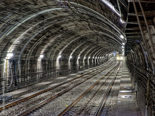 Empty dark subway tunnel