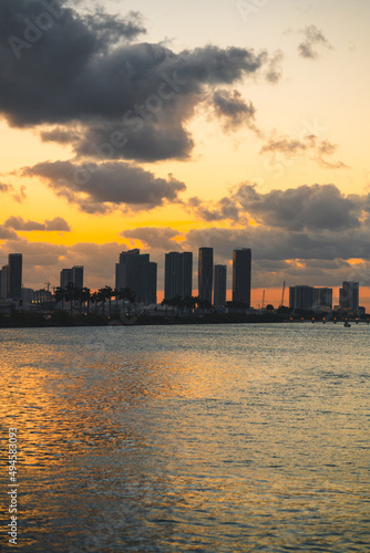 sunset skyline in miami usa florida clouds sky urban 