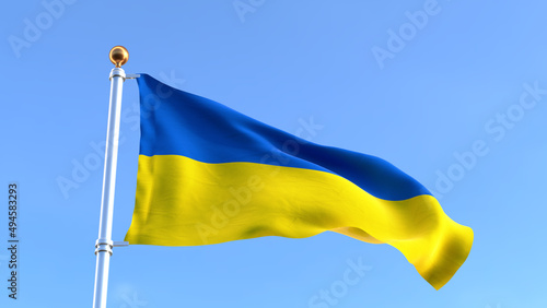 Waving Ukrainian Flag - n.03 - 3d Rendering