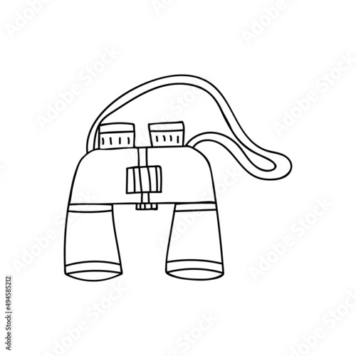 Doodle binocular icon in vector. Hand drawn binocular icon in vector