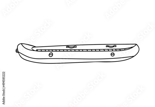 Doodle side view inflatable boat icon in vector. Hand drawn inflatable boat illustration in vector. 