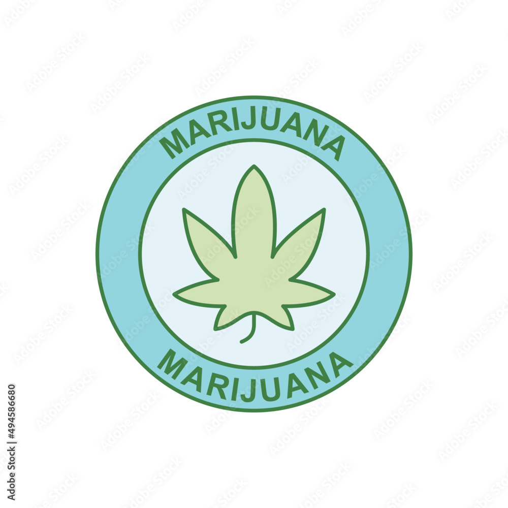 Cannabis, marijuana label icon in color icon, isolated on white background Cannabis, marijuana label icon in color icon, isolated on white background
