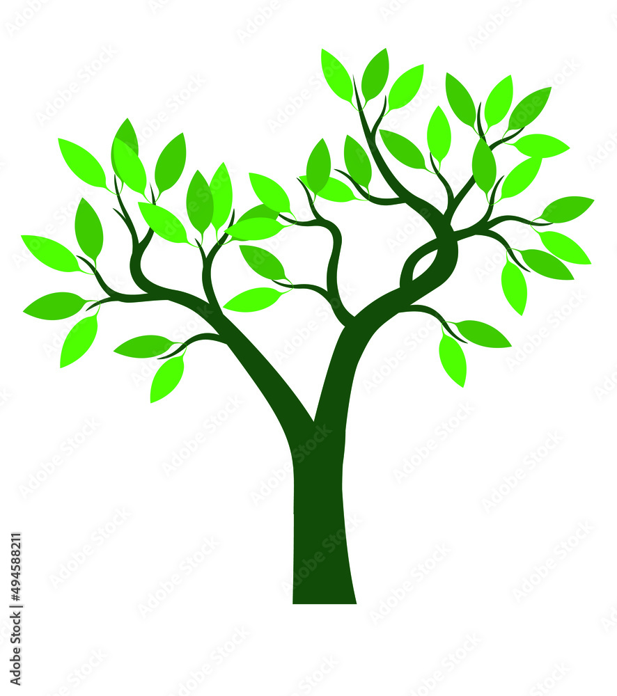 Green Tree with Leaves. Vector outline Illustration. Green Tree with Leaves. Vector outline Illustration.