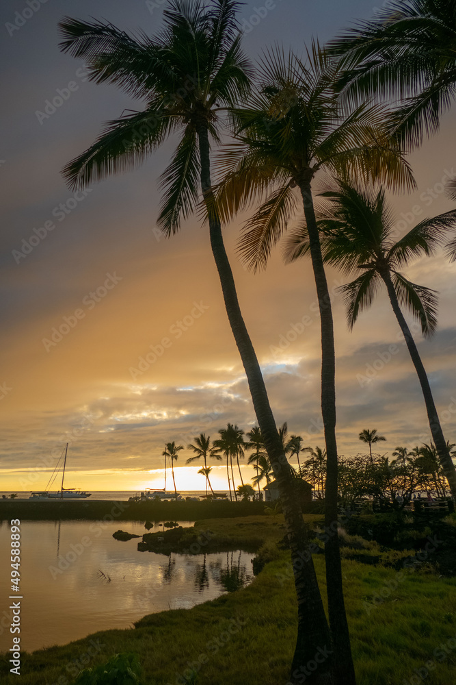 sunset on beach in Hawaii