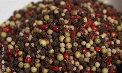 Mixed Peppercorns in Organic Market For Sale Close up