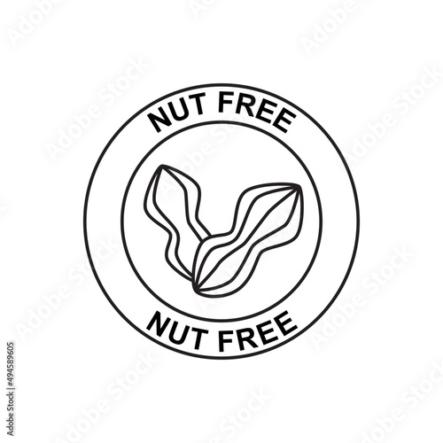 Nut free label icon in black line style icon, style isolated on white background