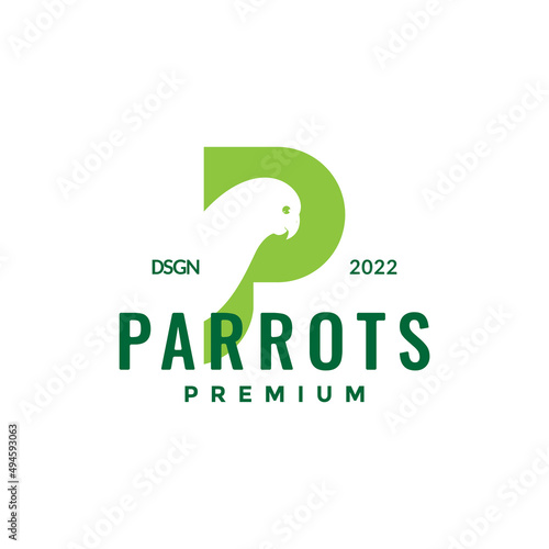 letter p for parrot logo design, vector graphic symbol icon illustration creative idea