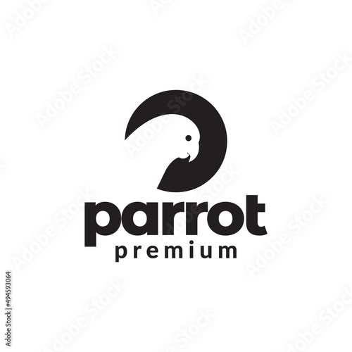 negative space circle with parrot logo design, vector graphic symbol icon illustration creative idea