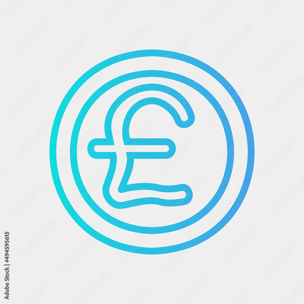 Pound sterling coin icon in gradient style about currency, use for website mobile app presentation Pound sterling coin icon in gradient style about currency, use for website mobile app presentation