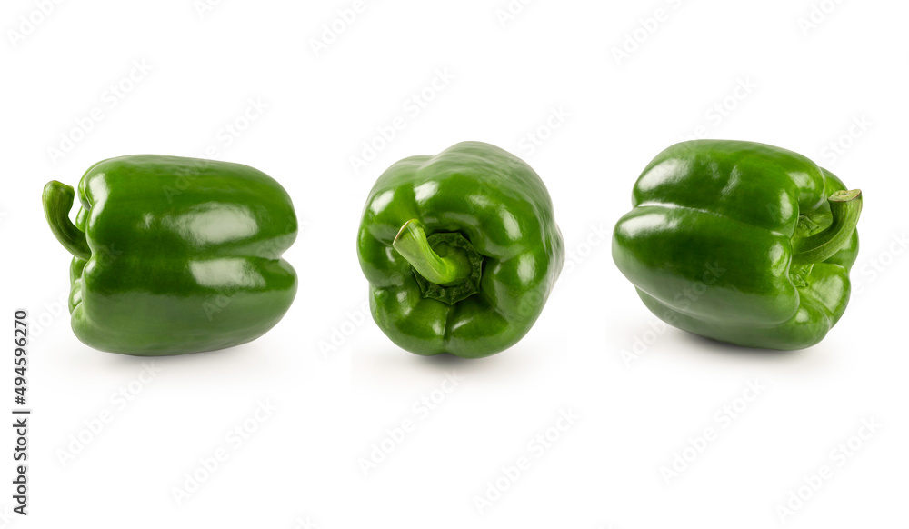 Green bell peppers isolated on white background. Green bell peppers isolated on white background.