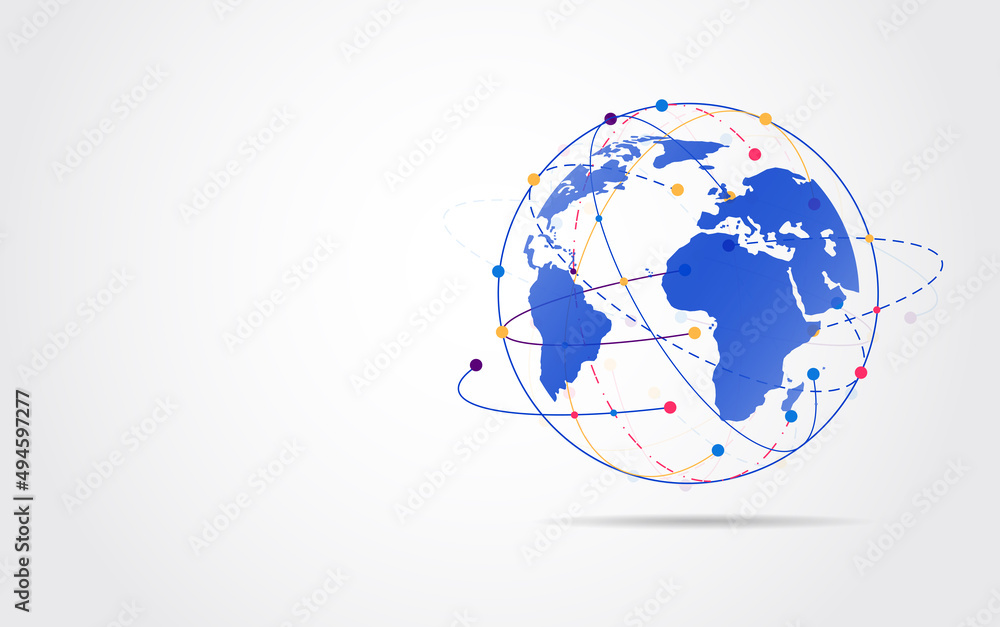 Global network connection. World map point and line composition concept of global business. Vector Illustration Global network connection. World map point and line composition concept of global business. Vector Illustration