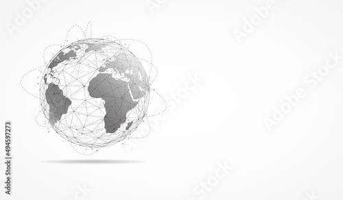 Global network connection. World map point and line composition concept of global business. Vector Illustration