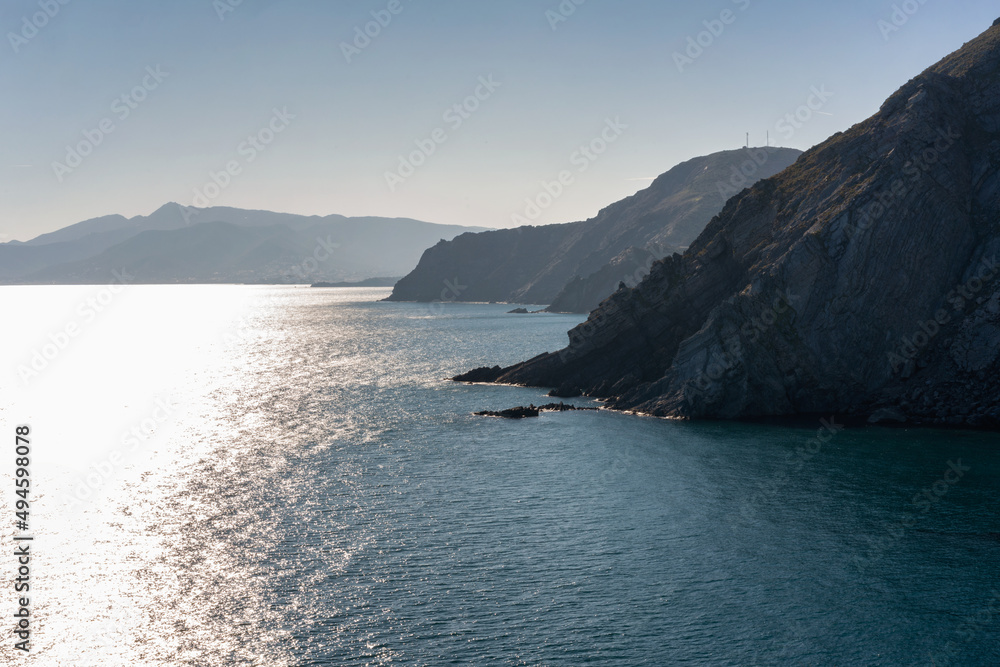 Cliffs in Cerbere viewed from the Lighthouse, in France