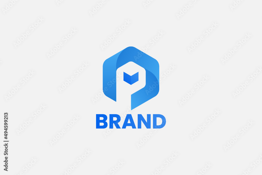 Is a modern logo design from the letter P which is formed in negative space and looks like a ribbon Is a modern logo design from the letter P which is formed in negative space and looks like a ribbon