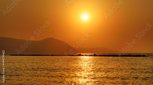 Picturesque sunset over mediterranean sea near Cyprus. Amazing seascape. Beauty of nature. © Maria Sbytova