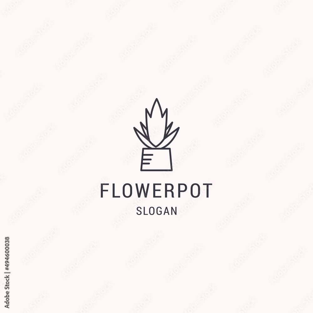 Flower pot logo icon design template vector illustration