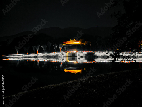 night view at Taiping Lake Garden in Malaysia.