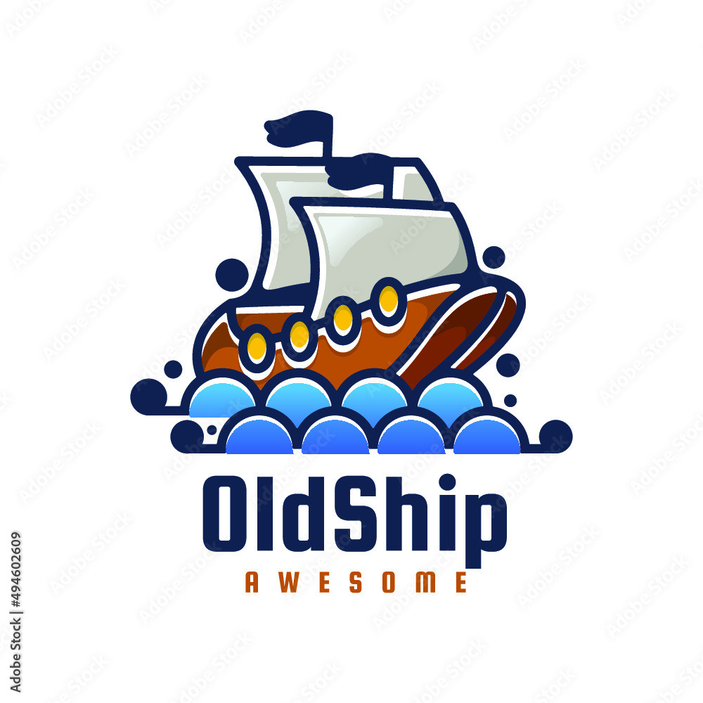 old ship caracter mascot logo old ship caracter mascot logo