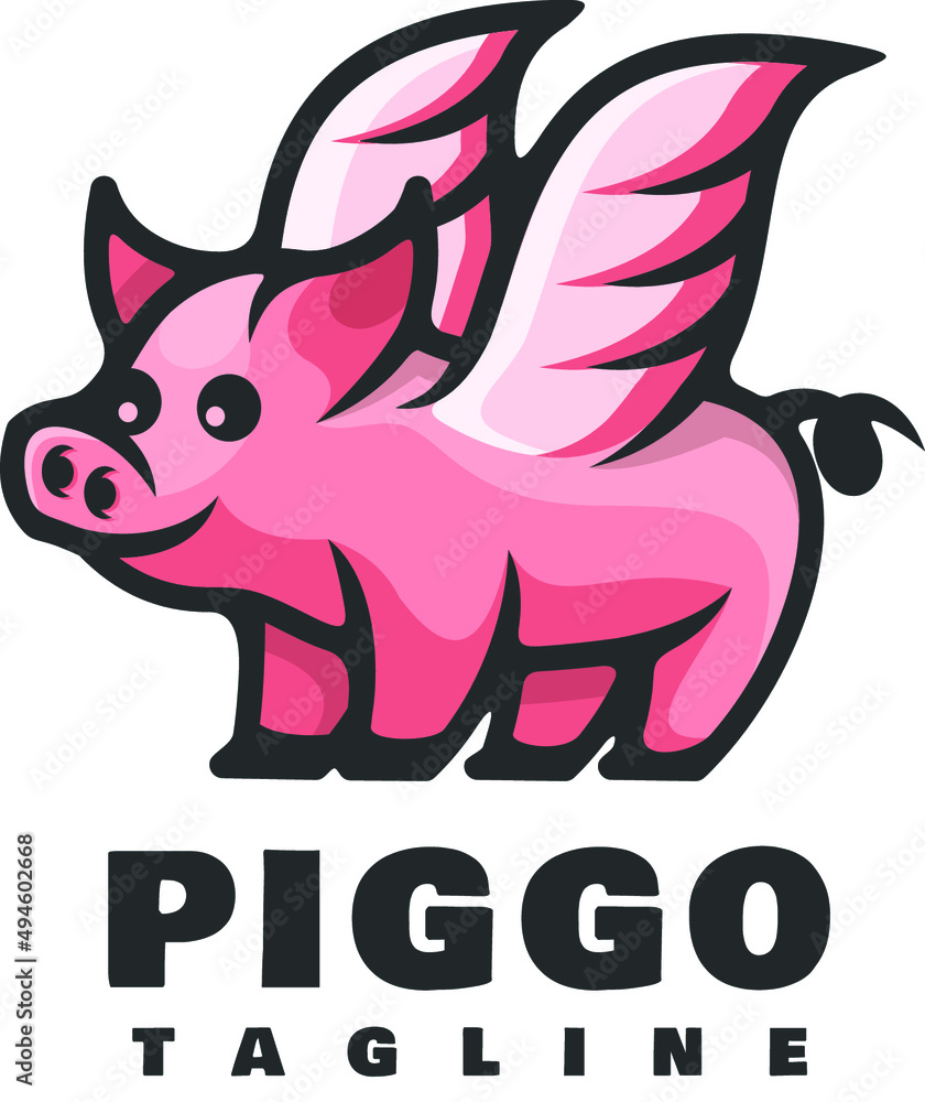 pig cartoon character mascot logo