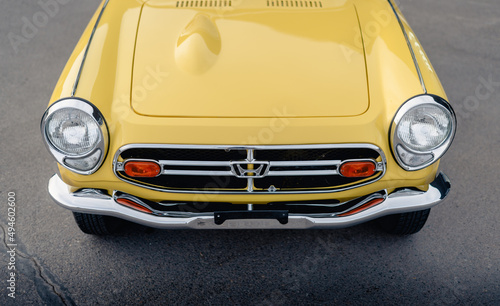 Yellow Japanese Classic Convertible Sports Car