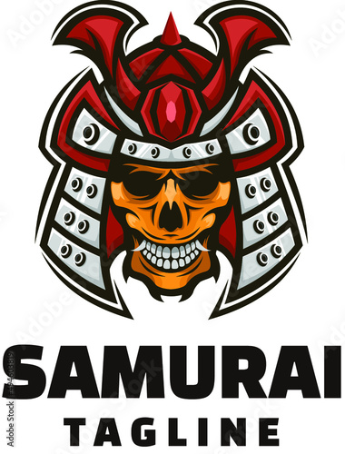 samurai head character mascot logo