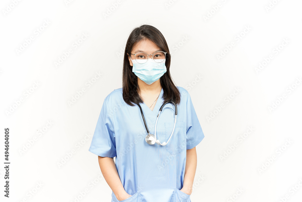 Wearing Mask Of Asian Young Doctor Isolated On White Background Wearing Mask Of Asian Young Doctor Isolated On White Background