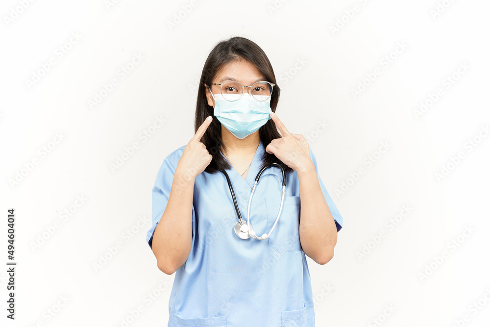 Wearing Mask Of Asian Young Doctor Isolated On White Background Wearing Mask Of Asian Young Doctor Isolated On White Background