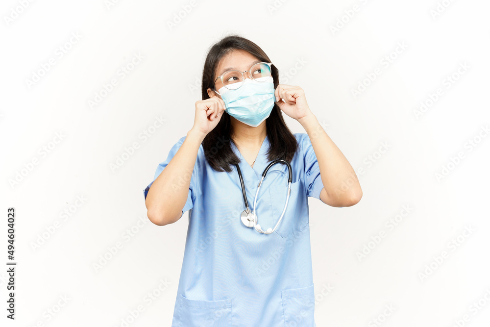 Wearing Mask Of Asian Young Doctor Isolated On White Background Wearing Mask Of Asian Young Doctor Isolated On White Background