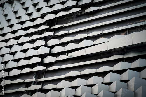 Photography modern Aluminium composite material architecture gray color and Hexagon shape popup texture on exterior facade building