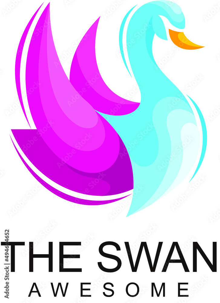 Obraz premium swan colorful character mascot logo