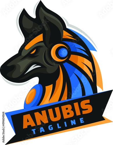 anubis head character mascot logo