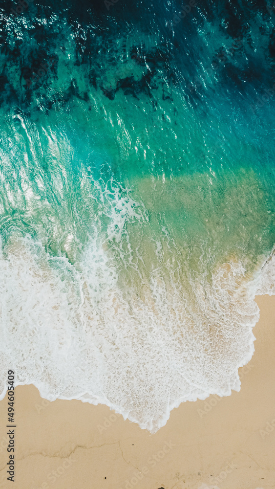Waves surf with amazing blue ocean lagoon, sea shore, coastline, wallpaper