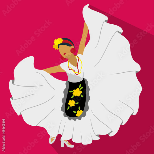 Traditional dance of Mexico. Jarocha. Veracruz. Vector illustration. Folk clore. Latina dancing
