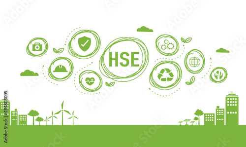 HSE - Health Environment Security Abbreviated Web Banner Icon For Business And Organization.Safe Industry Standards And Industry.
