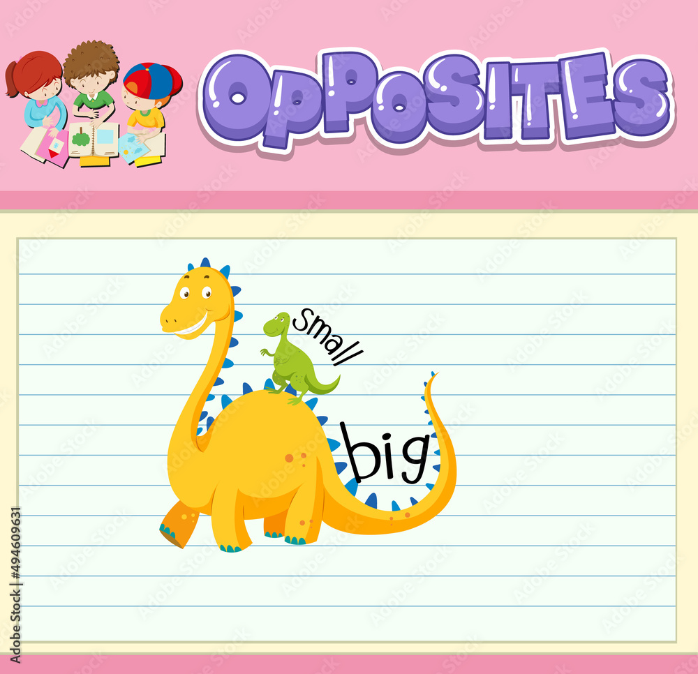 Fototapeta premium Education word card of English opposites word