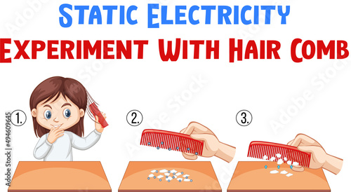 Static electricity experiment with hair comb