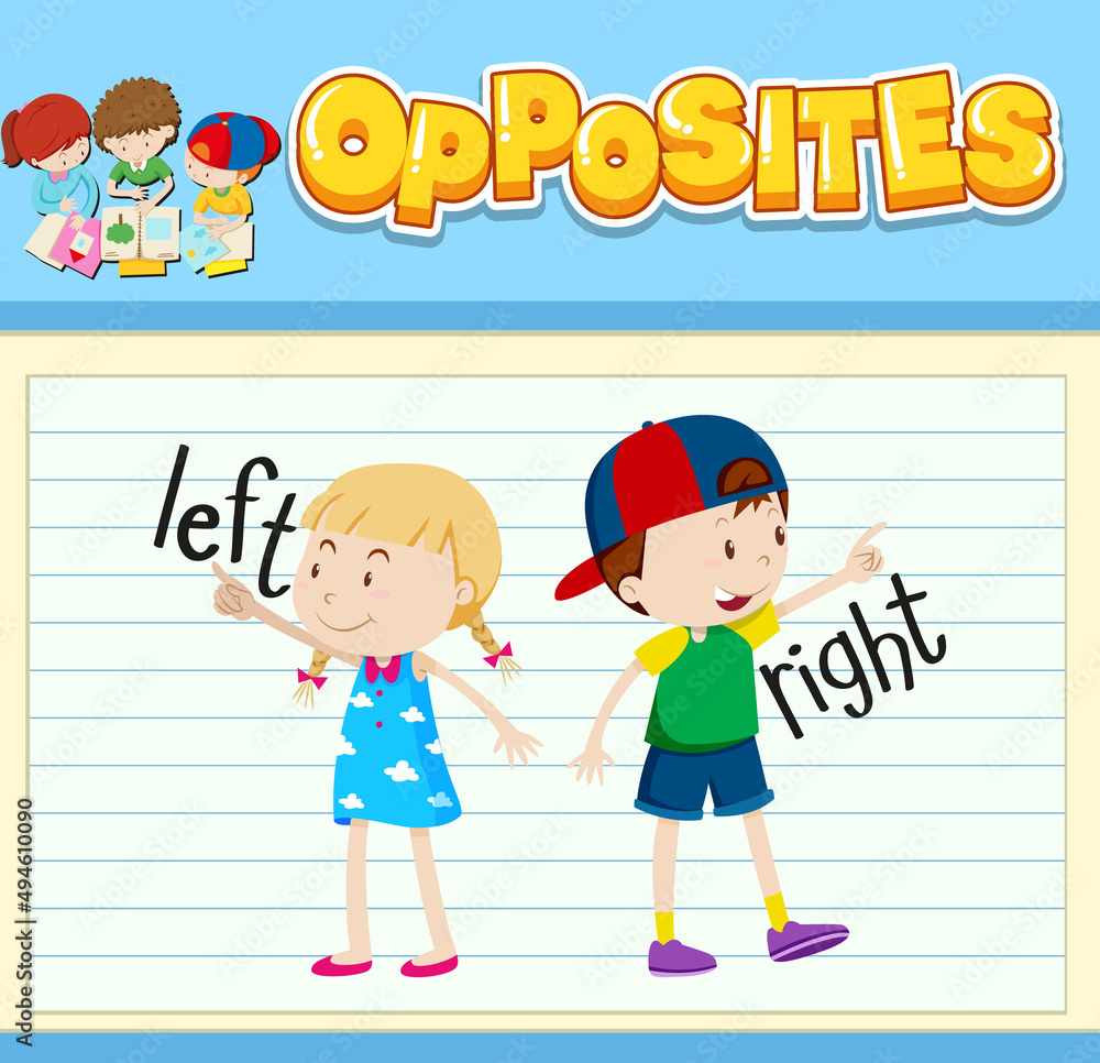Education word card of English opposites word Education word card of English opposites word