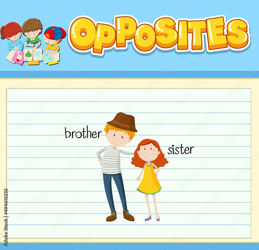Education word card of English opposites word Education word card of English opposites word