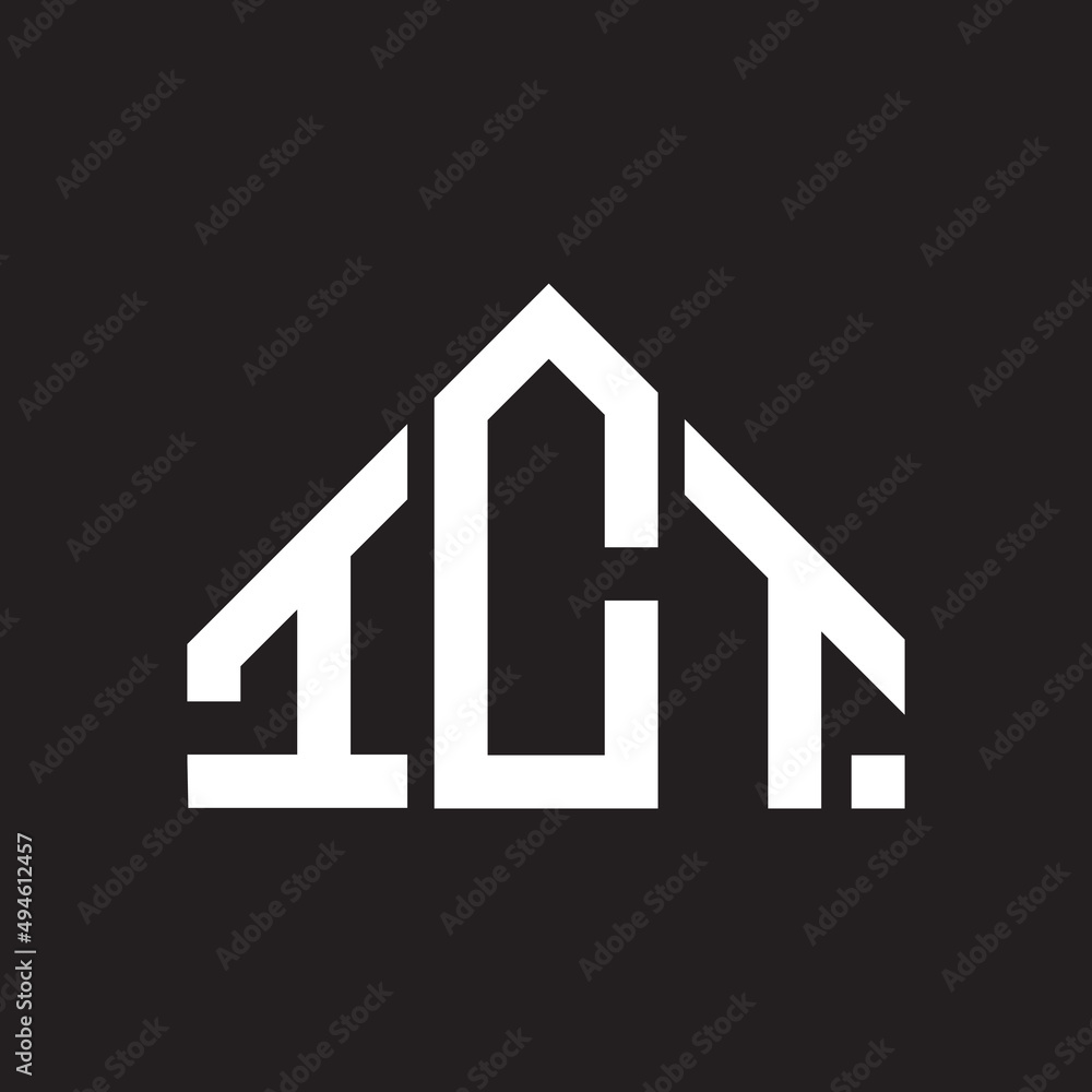 ICT letter logo design on Black background. ICT creative initials letter logo concept. ICT letter design. 