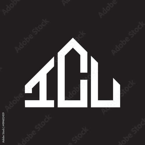 ICU letter logo design on Black background. ICU creative initials letter logo concept. ICU letter design. 