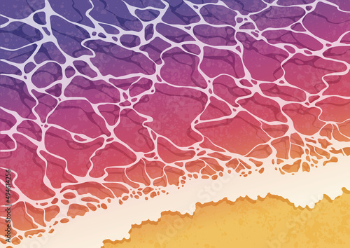 砂浜の波打ち際_サンセット