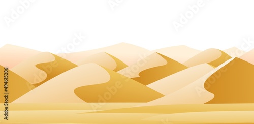 Dunes in desert. Seamless composition. Landscape of southern countryside. Cool cartoon style. Isolated on white background. Vector