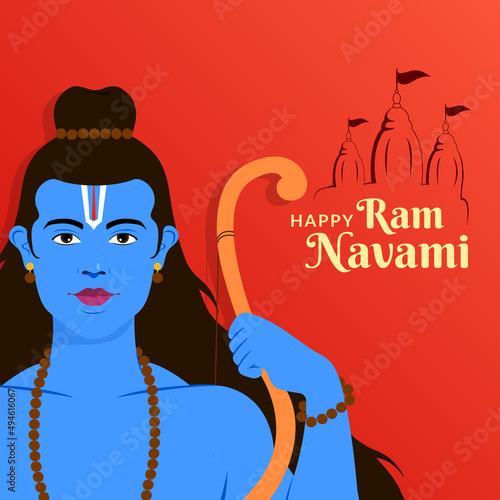 Shree Ram Navami celebration Lord Rama standing with bow and arrow